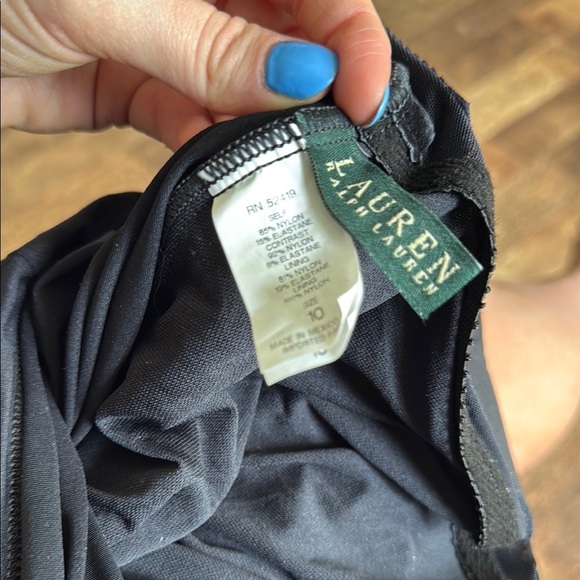 LAUREN Ralph Lauren Women's One Piece Bandeau Swim Dress Black - Picture 8 of 11